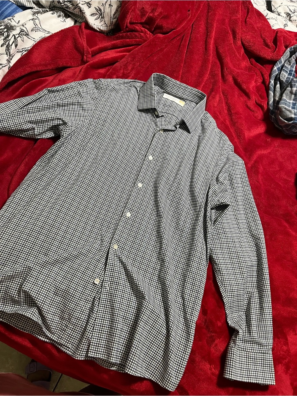Hart Schaffner Marx Black & White Checked Dress Shirt